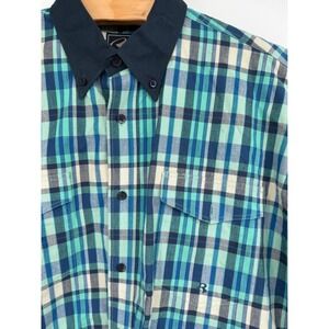 Roper Shirt Men Green Plaid Button Long Sleeve Western Heavy Cotton Sz‎ L